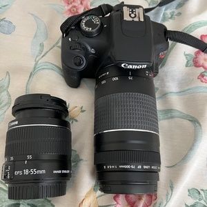 Canon Rebel t5 body with lenses and bag